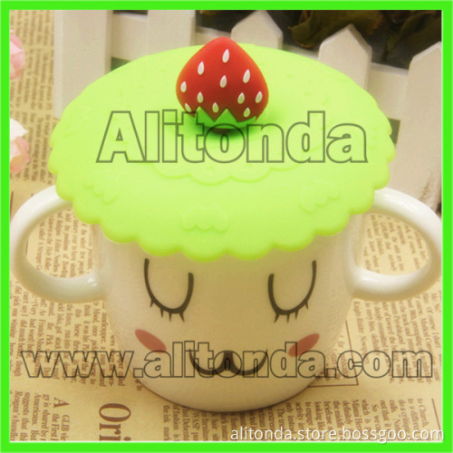 Soft cartoon silicone cup cover promotional cover for cups